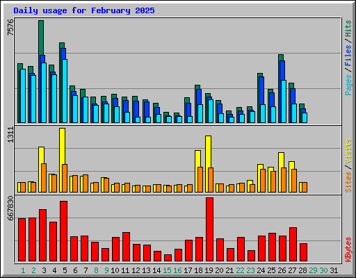 Daily usage for February 2025
