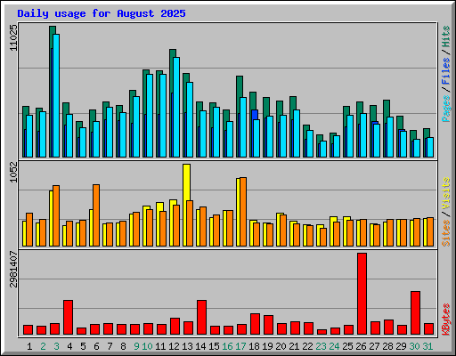 Daily usage for August 2025
